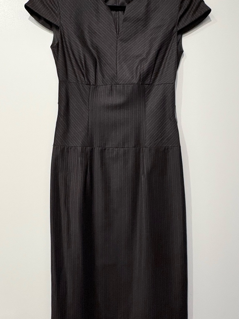 ANTONIO MELANI Black Pinstripe Midi Sheath Dress